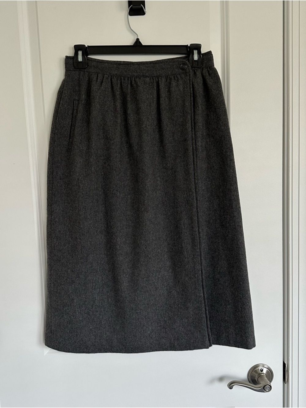 Claude Vintage Wool Blend Gray Midi Skirt